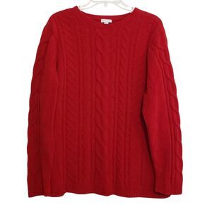 j. jill Women's XL Red Chenille Crew Neck Cable Sweater
